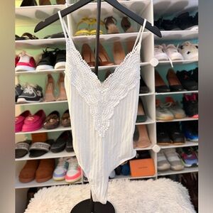White Lace Trim Bodysuit size Small